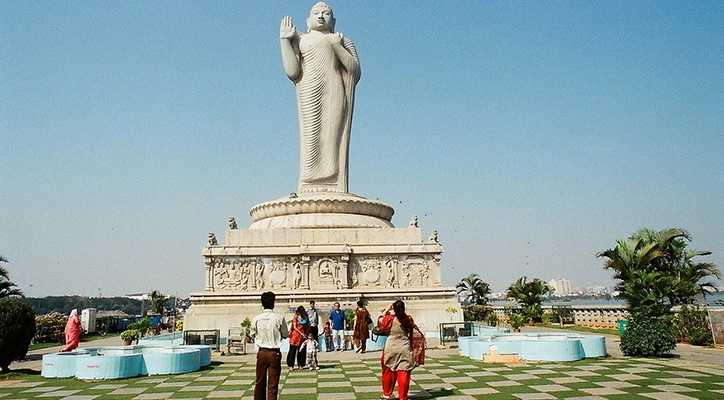 Hussain Sagar Lake in Hyderabad offers serene views and a tranquil atmosphere for relaxation.