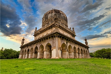 The Qutb Shahi Tombs in Hyderabad are a stunning historical site showcasing beautiful architecture.