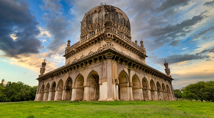 The Qutb Shahi Tombs in Hyderabad are a stunning historical site showcasing beautiful architecture.